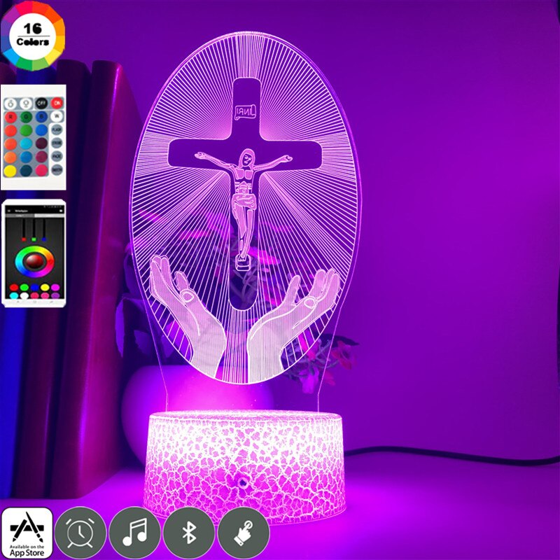 Christian 3D Cross Night Light  Home Decor  Bluetooth Speaker Table Lamp - OZN Shopping