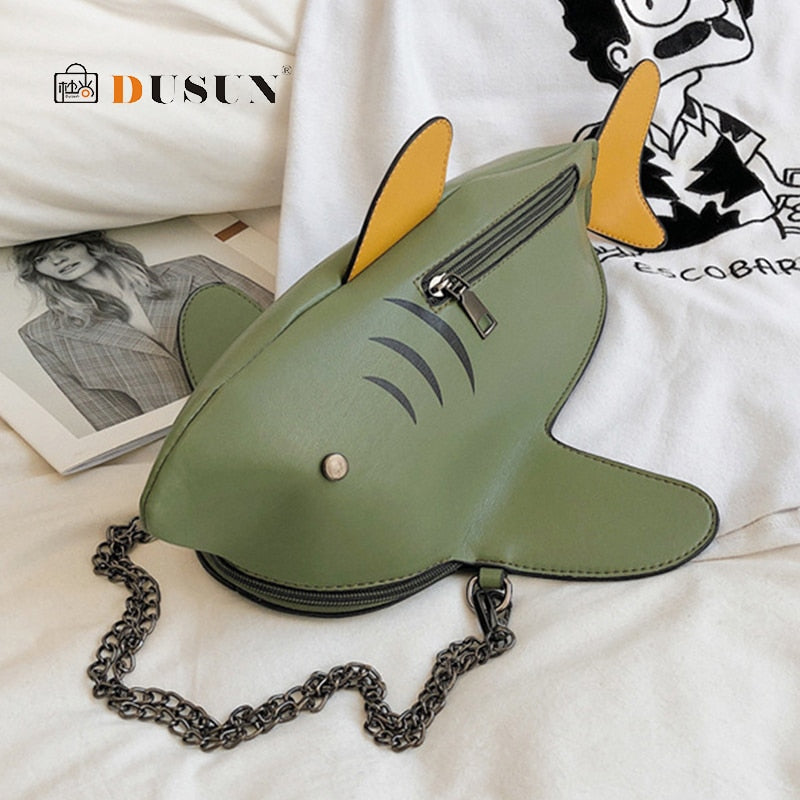 Fashion Shark Shaped Chains Crossbody Bag - OZN Shopping