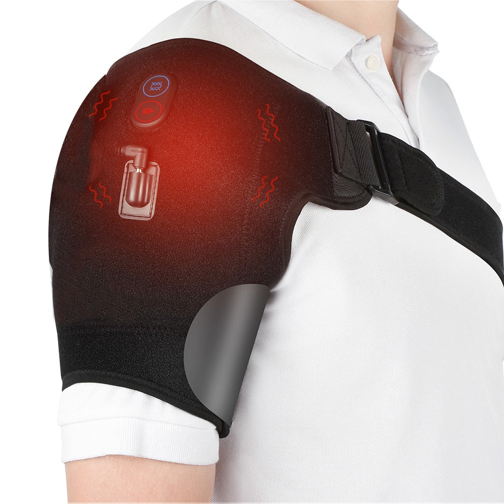 Electric Heat Therapy Adjustable Shoulder Brace Back Support Belt for Dislocated Shoulder Rehabilitation Injury Pain Wrap - OZN Shopping