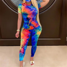 Load image into Gallery viewer, Tie-Dye Clothes Set Women Summer Casual Two Piece Sportswear
