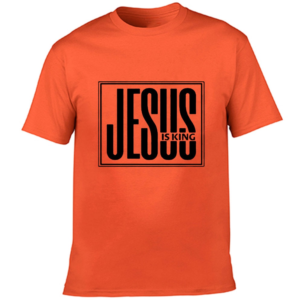 Jesus Is King Print Men Summer T-shirt Gods Faith - OZN Shopping