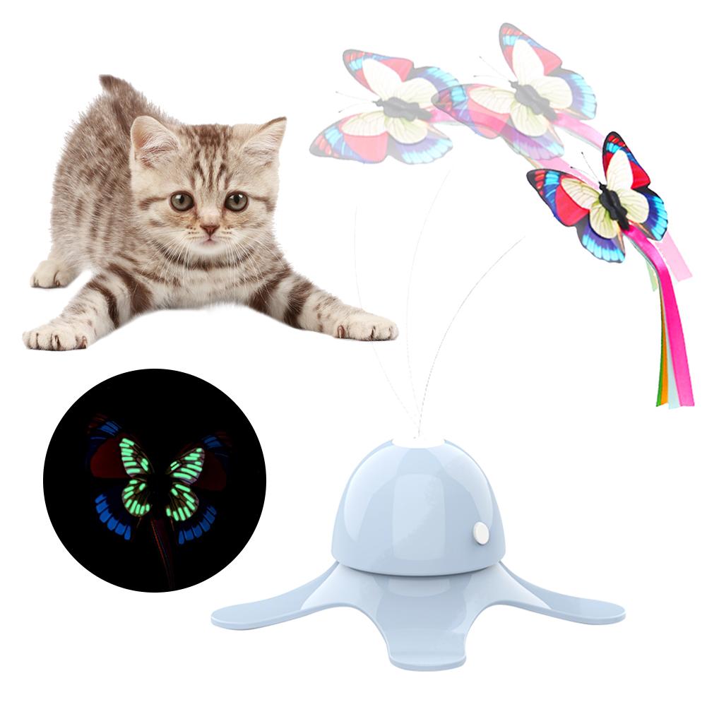 Electronic Pet Cat Toy Smart Automatic Funny Cat Exercise Toy Electric Rotating Kitten Toys Butterfly Cat Stick Interactive Toy - OZN Shopping