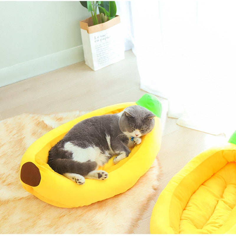 Banana Shape Pet Dog Cat Bed House Plush Soft Cushion Warm Durable Portable Pet Basket Kennel Cats Accessories - OZN Shopping