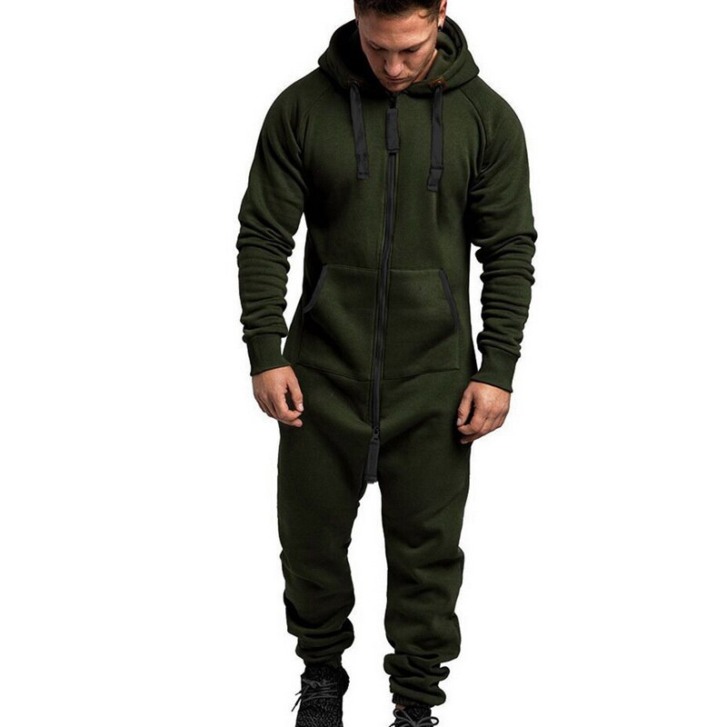 Overalls For Men One-piece Long Sleeve Rompers Winter Warm Garment New Zipper Playsuits Men Homewear Winter Overalls Jumpsuit - OZN Shopping