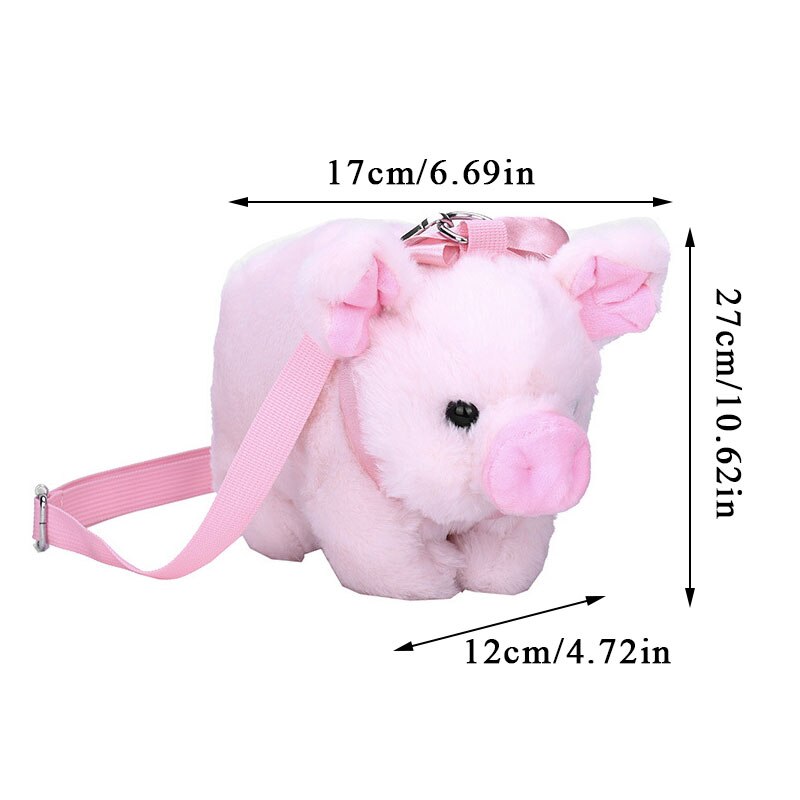 Fluffy Pink Pig Cute Soft Plush Girls Shoulder Bag - OZN Shopping