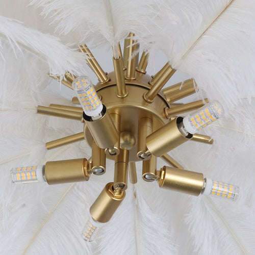 Modern White Chandelier  Art Design White Feather Hanging Light Fixture - OZN Shopping
