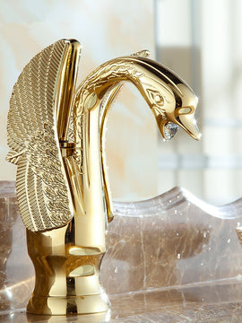 New Design Swan Faucet - Gold Plated Wash Basin Taps