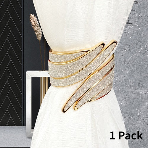 European light luxury curtain strap with metal inlaid diamond buckle