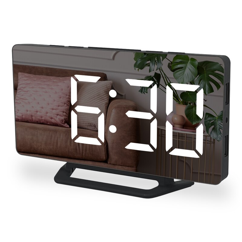 LED Digital Alarm Clock Watch Mirror Table Electronic Desktop Clocks USB Wake Up Time Snooze Function 3 Alarm - OZN Shopping