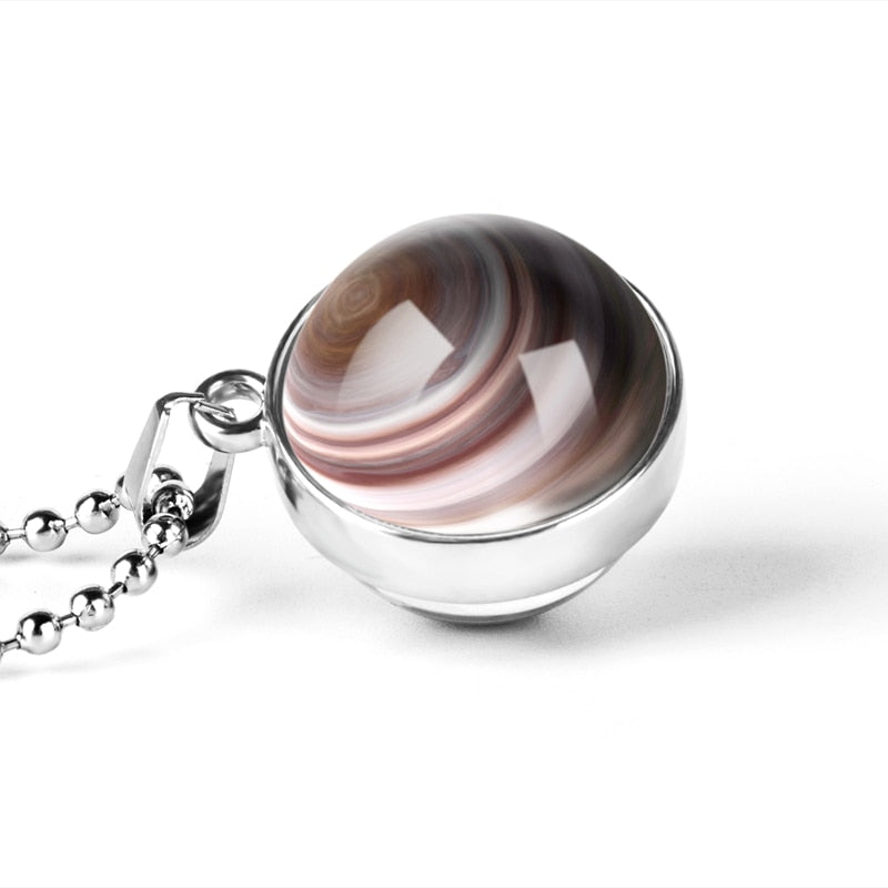 Fashion  Glass Ball Necklace Earth Planet Pattern Jewelry - OZN Shopping