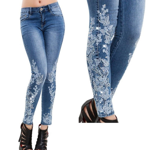 Embroidered Jeans Women Pants - OZN Shopping