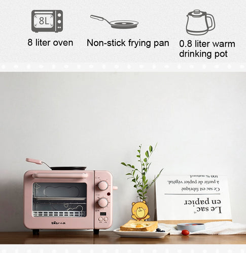 Multifunction Breakfast Machine Mini Household Electric Oven Cake Baking Fry Pan Warm Drinking Pot Toaster - OZN Shopping