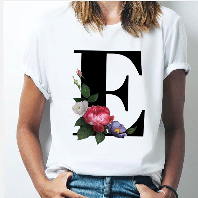 Vogue  T-shirt  A To Z Alphabet Flower Shirt - OZN Shopping