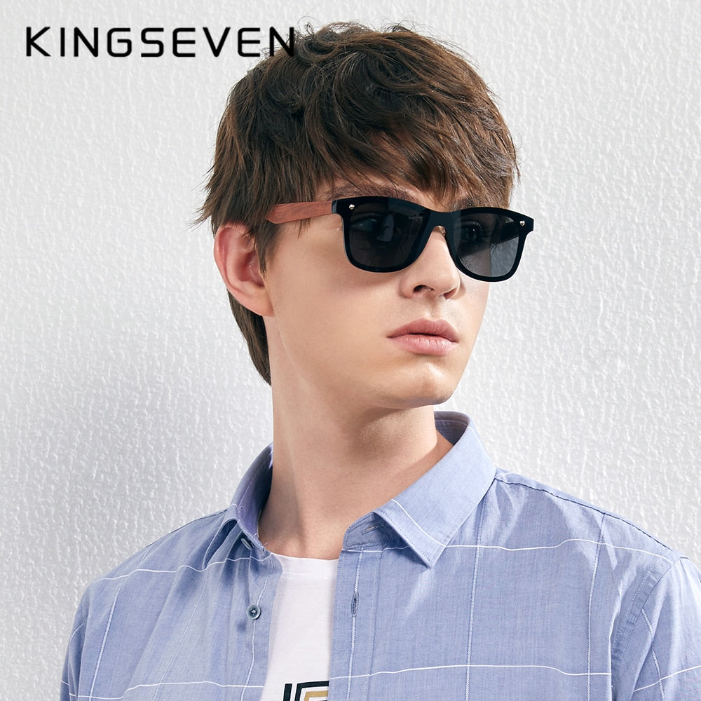 KINGSEVEN Natural Wooden Sunglasses Men Polarized Fashion Sun Glasses Original Wood Oculos de sol masculino - OZN Shopping