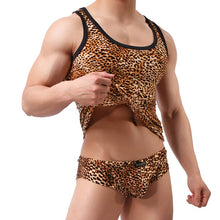 Load image into Gallery viewer, Mens Undershirts Sets Leopard Printed  Tops Boxer Shorts Underwear - OZN Shopping
