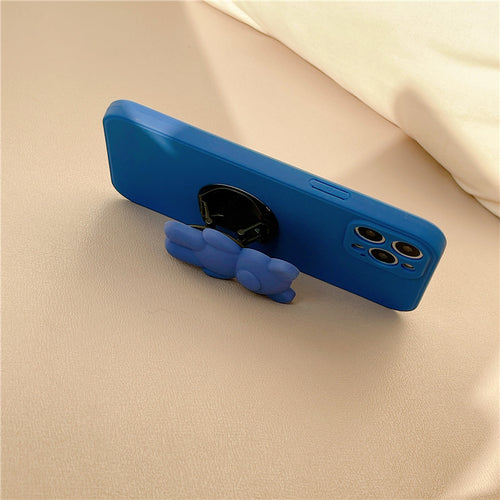 3D Cartoon Bear Bracket Ring Holder Stand Cute Soft Phone Case for iphone 13 11 12 Pro Max X XR XS 7 8 plus MiNi SE 2020 Cover