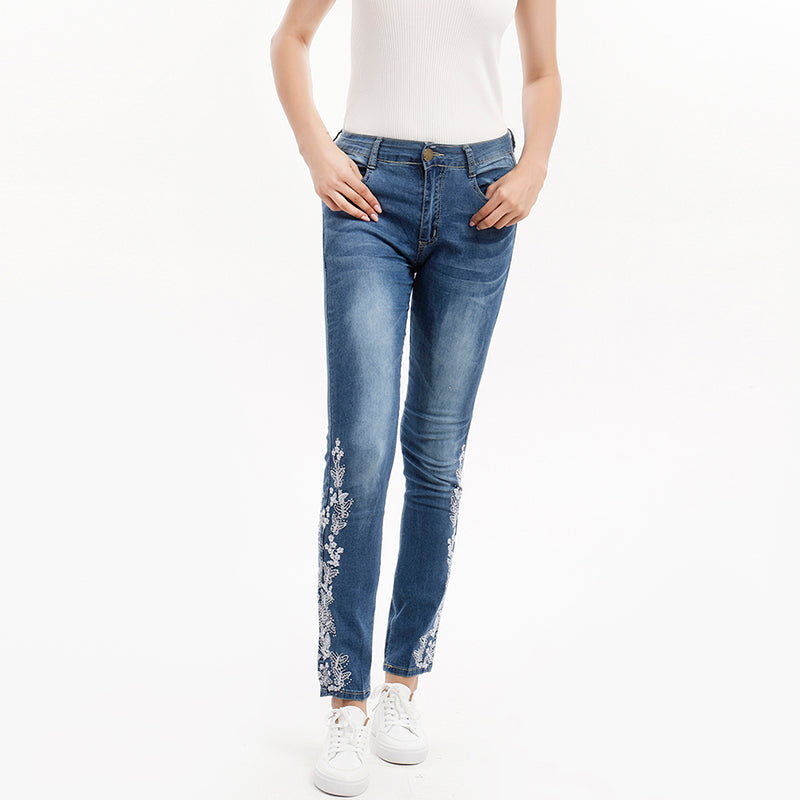 Embroidered Jeans Women Pants - OZN Shopping