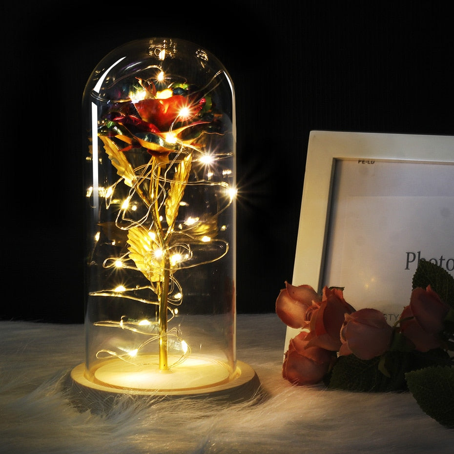 Eternal Rose  LED Light  In Glass Cover for Valentines Day Gift, Christmas Home Decor, Mothers Day,  & New Year Gift - OZN Shopping
