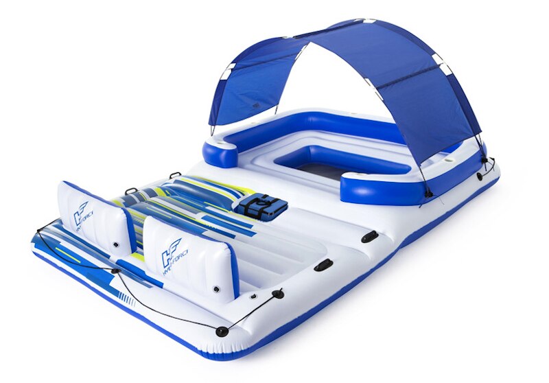 Inflatable Island 6-8People With Awning Water Floating Boat Bed Row Dock Floats Floating Rest Deck Row For Swimming Water Chaise - OZN Shopping