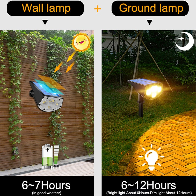 2in1 Solar Spotlights Outdoor Solar Landscape Lights Waterproof Adjustable Wall Lamp for Patio Pathway Yard Garden Driveway Pool - OZN Shopping