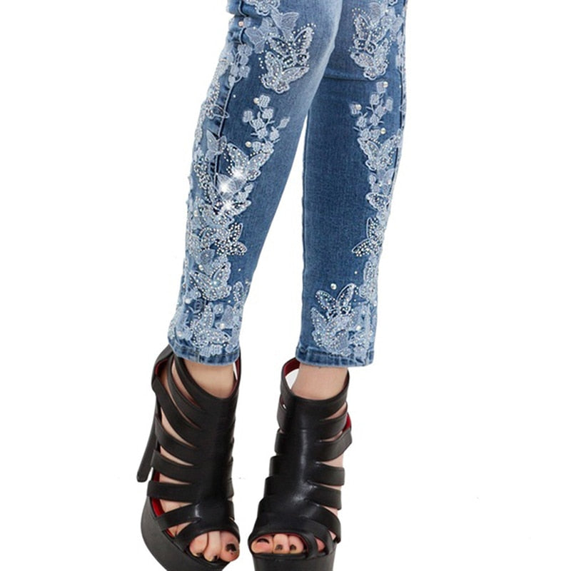 Embroidered Jeans Women Pants - OZN Shopping