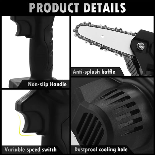 Electric Chainsaw 21V Portable Handheld Cordless Pruning Shears Chainsaw for Woodworking Garden Tools Cutting - OZN Shopping