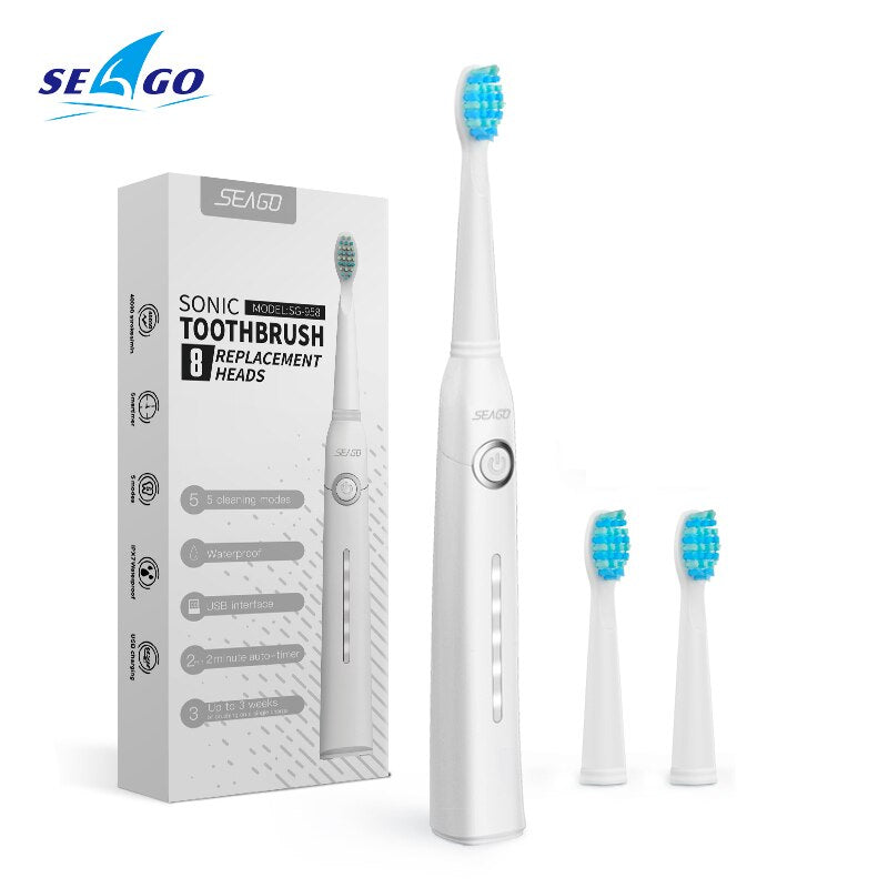 Seago Sonic Electric Toothbrush Tooth brush USB Rechargeable adult Waterproof Ultrasonic automatic 5 Mode with Travel case - OZN Shopping