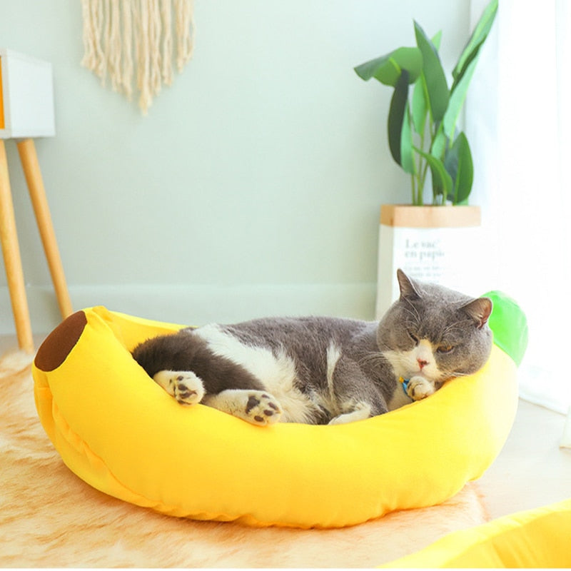 Banana Shape Pet Dog Cat Bed House Plush Soft Cushion Warm Durable Portable Pet Basket Kennel Cats Accessories - OZN Shopping