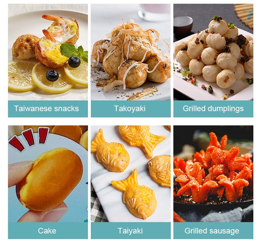 Octopus Ball Maker Takoyaki Baking Pan Electric Taiyaki Machine Sausage Hotdog Eggs Omelette Grill Japanese Fish-Shape Cake Oven - OZN Shopping