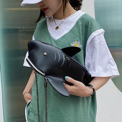 Fashion Shark Shaped Chains Crossbody Bag - OZN Shopping