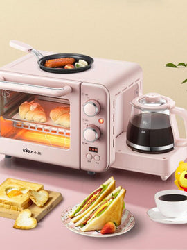 Multifunction Breakfast Machine Mini Household Electric Oven Cake Baking Fry Pan Warm Drinking Pot Toaster