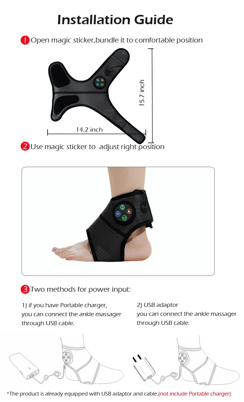 Smart Ankle Brace Foot Compression Massager - Electric Ankle Heating Brace and Foot Pain Relief Vibration - OZN Shopping