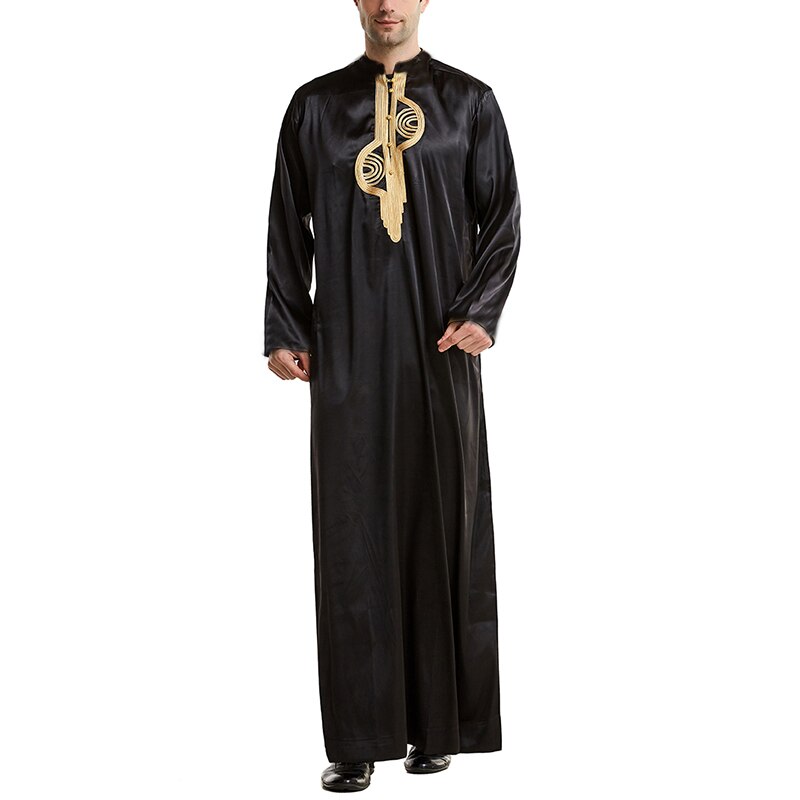 Men Loose Patchwork Muslim Kaftan Robes Islamic Clothing Vintage Long Robes Leisure Long Sleeve Stand Collar Jubba Thobe INCERUN - OZN Shopping