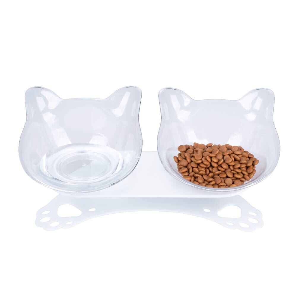 Non slip Double Cat Bowl with Raised Stand Pet Food Cat feeder Protect Cervical Vertebra cat food bowl for dogs Pet Products - OZN Shopping