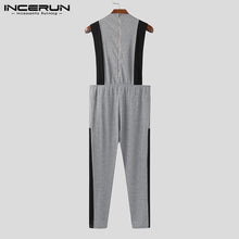 Load image into Gallery viewer, Fashion Men Patchwork Jumpsuits Streetwear Sleeveless Workout Joggers 2020 Casual Overalls O Neck Chic Men Rompers Pants INCERUN - OZN Shopping
