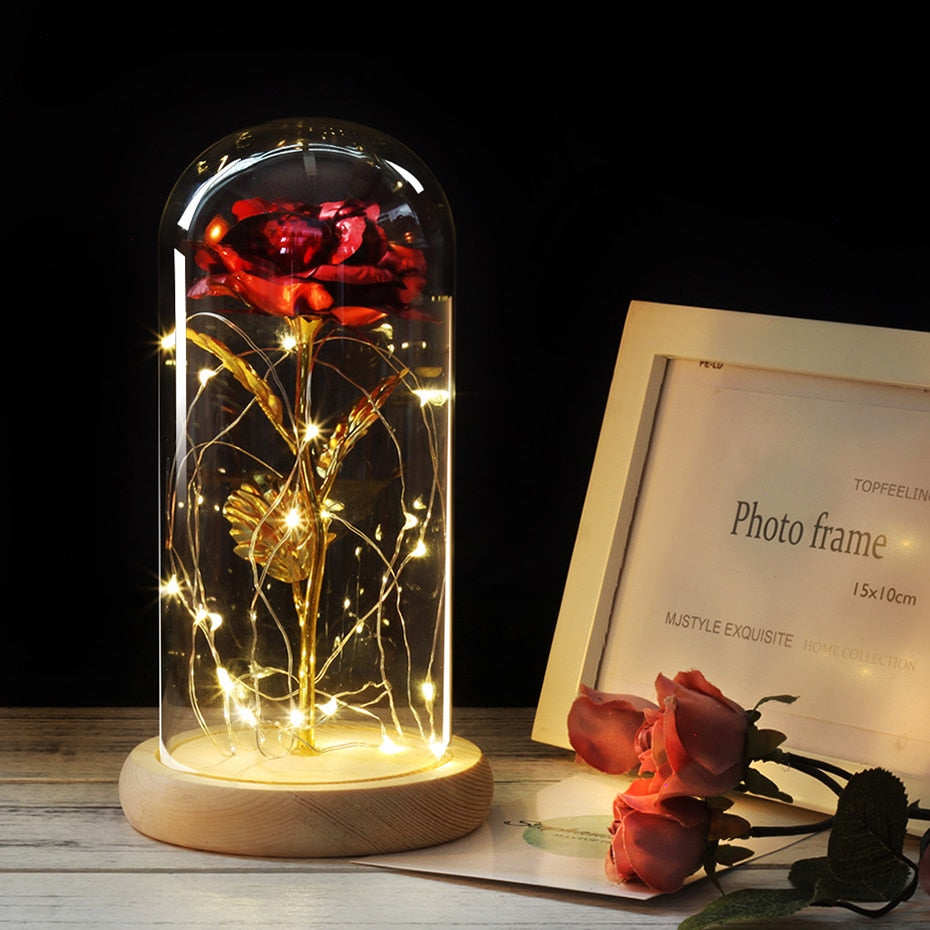 Eternal Rose  LED Light  In Glass Cover for Valentines Day Gift, Christmas Home Decor, Mothers Day,  & New Year Gift - OZN Shopping