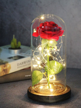 Eternal Rose  LED Light  In Glass Cover for Valentines Day Gift, Christmas Home Decor, Mothers Day,  & New Year Gift