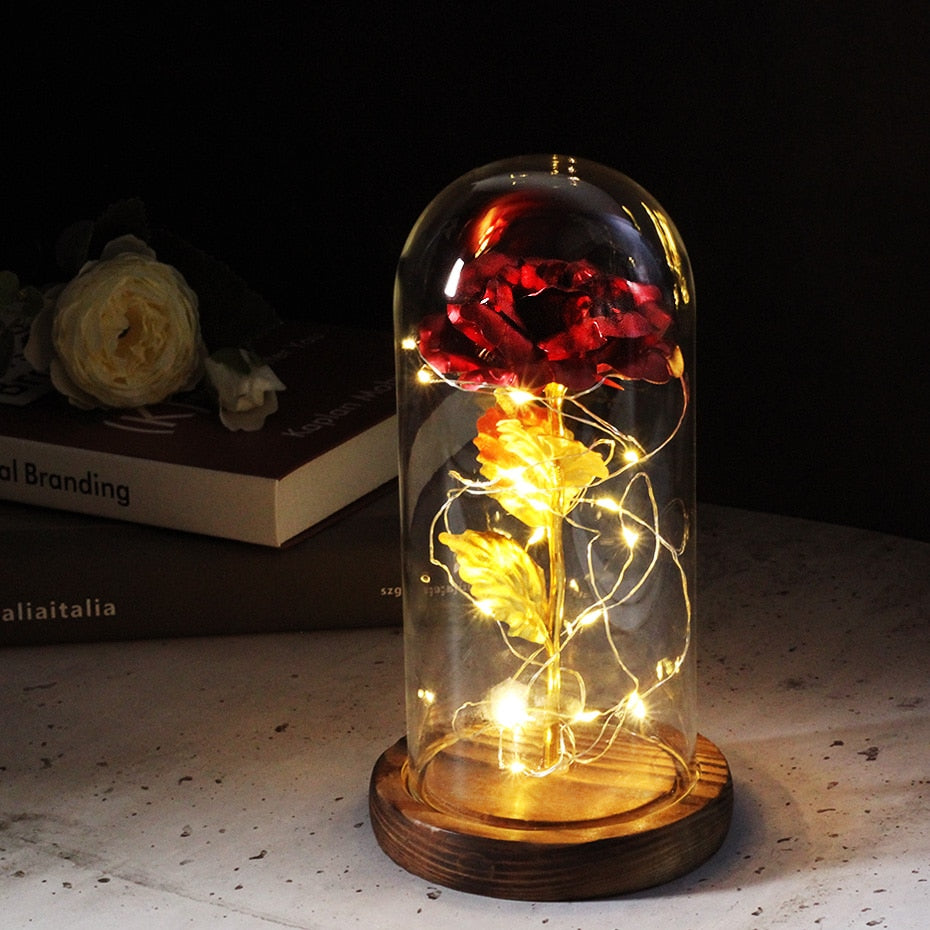 Eternal Rose  LED Light  In Glass Cover for Valentines Day Gift, Christmas Home Decor, Mothers Day,  & New Year Gift - OZN Shopping