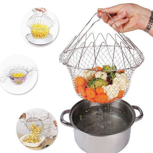 Foldable Steam Rinse Fry Basket Strainer - OZN Shopping