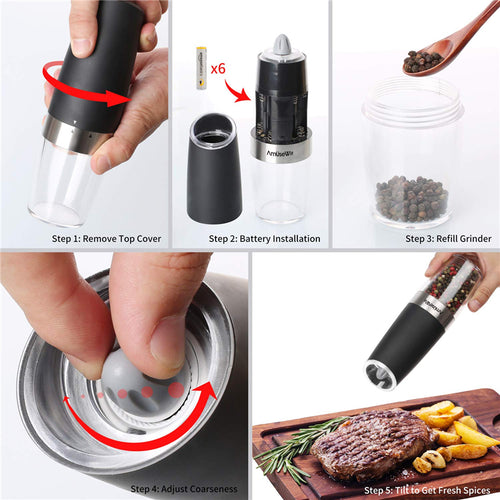 Electric Automatic Salt and Pepper Grinder  Kitchen Tools