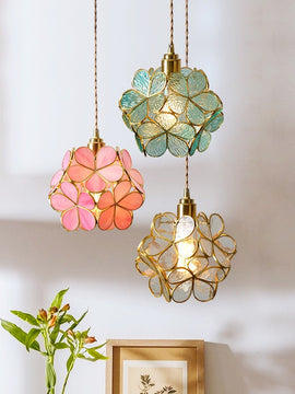 Classy  Flower Pendant Lighting Fixtures Glass Home Decor