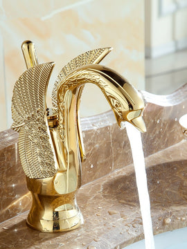 New Design Swan Faucet - Gold Plated Wash Basin Taps