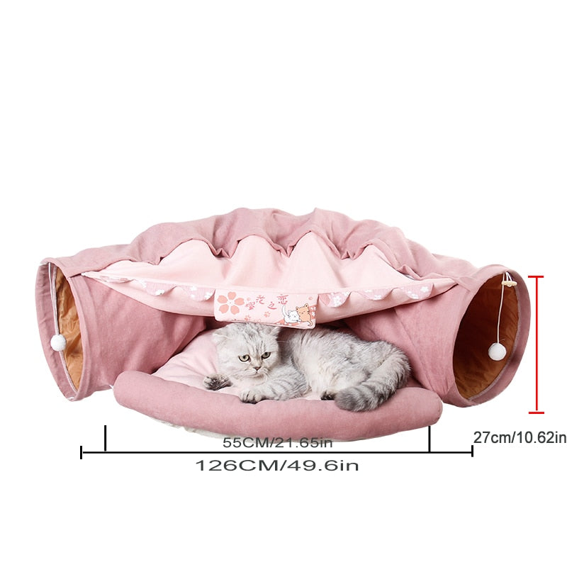 Pet Cats Tunnel Interactive Play Toy Mobile Collapsible Ferrets Rabbit Bed tunnels Indoor Toys Kitten Exercising Products - OZN Shopping