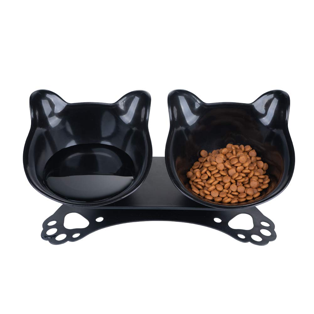 Non slip Double Cat Bowl with Raised Stand Pet Food Cat feeder Protect Cervical Vertebra cat food bowl for dogs Pet Products - OZN Shopping