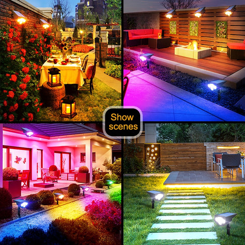 2in1 Solar Spotlights Outdoor Solar Landscape Lights Waterproof Adjustable Wall Lamp for Patio Pathway Yard Garden Driveway Pool - OZN Shopping