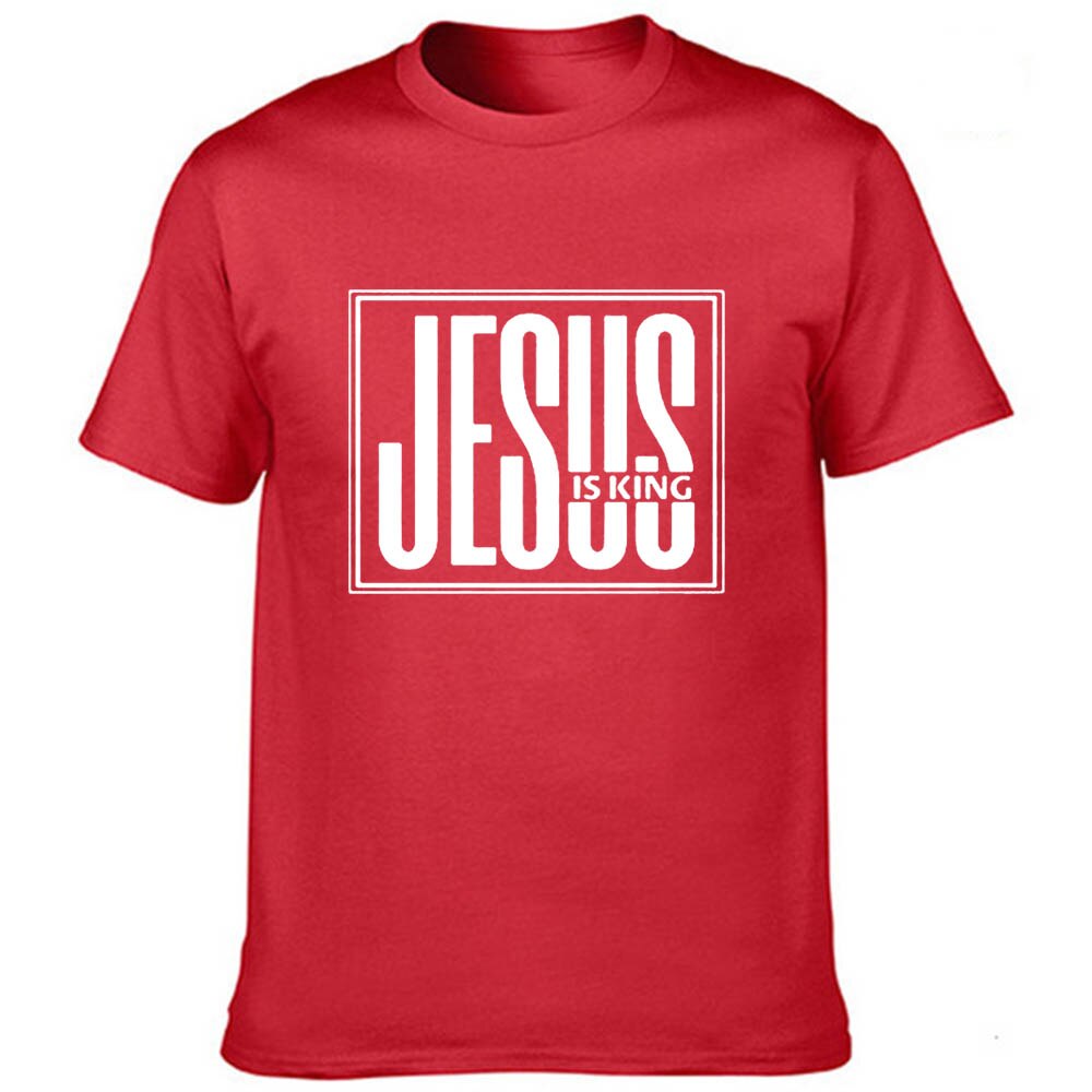 Jesus Is King Print Men Summer T-shirt Gods Faith - OZN Shopping