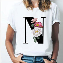 Load image into Gallery viewer, Vogue  T-shirt  A To Z Alphabet Flower Shirt - OZN Shopping
