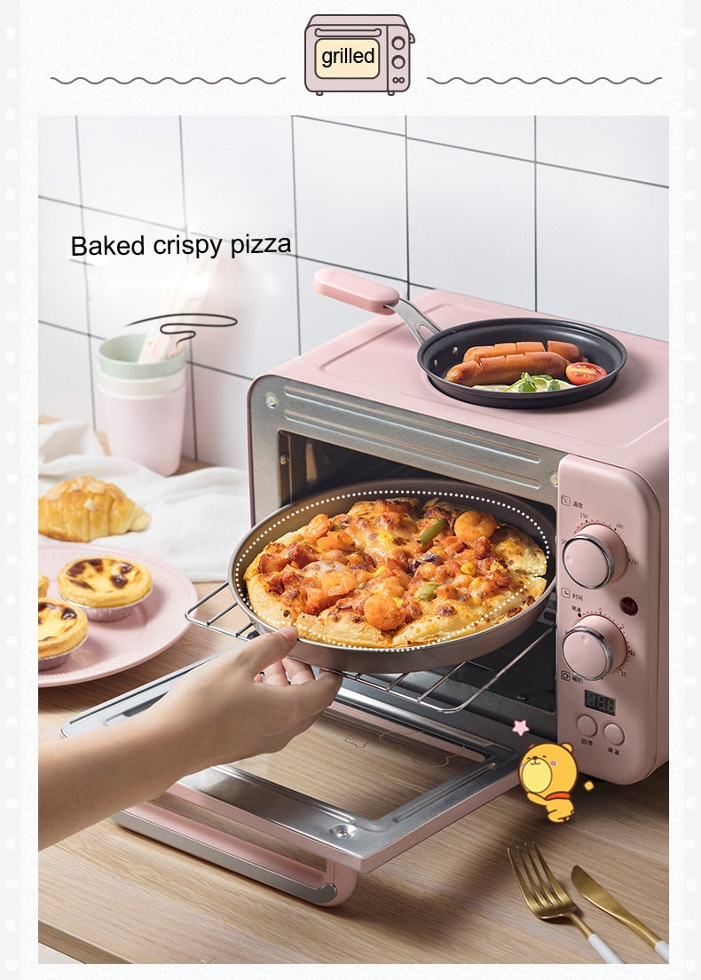 Multifunction Breakfast Machine Mini Household Electric Oven Cake Baking Fry Pan Warm Drinking Pot Toaster - OZN Shopping