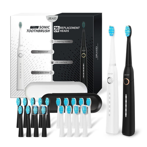 Seago Sonic Electric Toothbrush Tooth brush USB Rechargeable adult Waterproof Ultrasonic automatic 5 Mode with Travel case - OZN Shopping