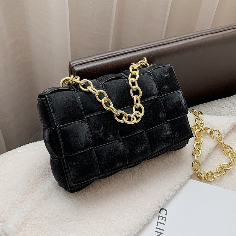 Leather Weave Chain Shoulder  Bags - OZN Shopping